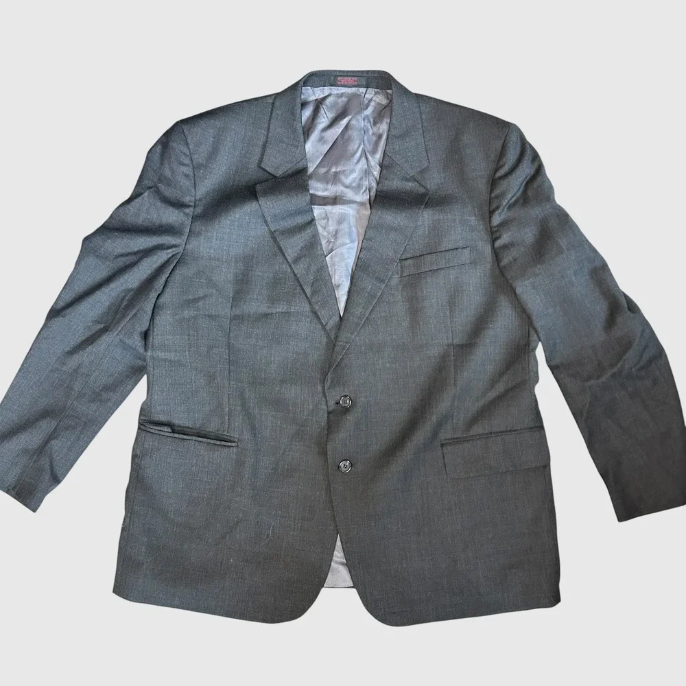 English Manor Dark Academia Wool Blazer 48R Grey Professional Sport Coat Jacket